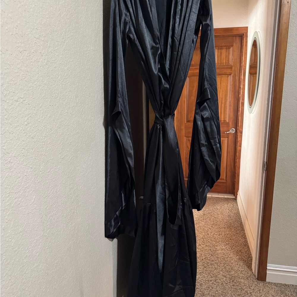 Elegant Black Satin Robe